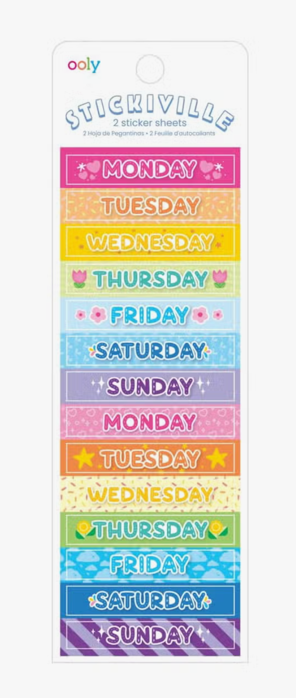 Ooly Stickiville Stickers- Days of the Week - Shoppe Details and Design.