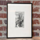 "Antique ‘Paris Roads’ Black and White Bedis Art hanging in a sophisticated living room"