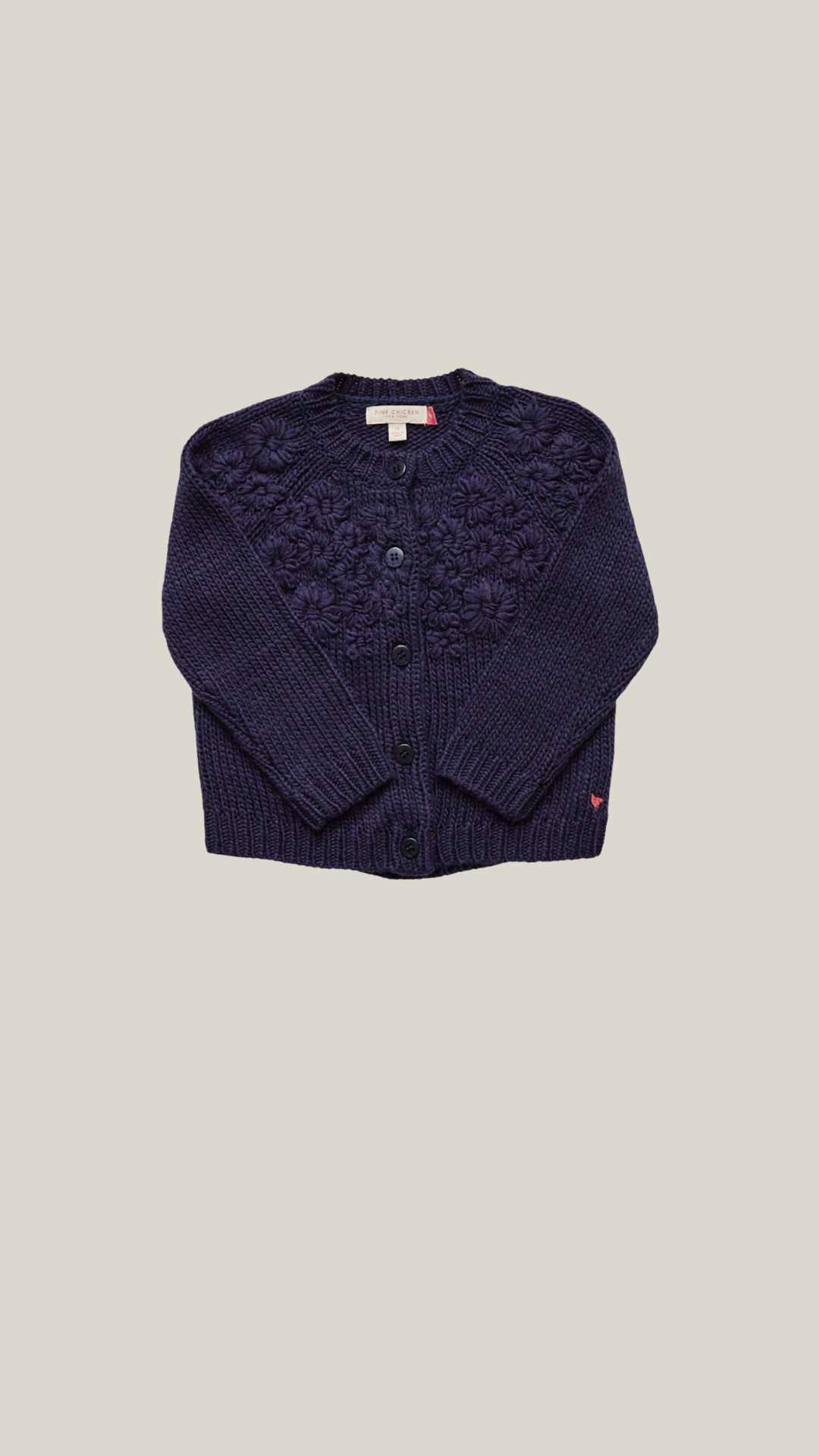 pink chicken - girls blossom sweater in navy blue.