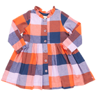 Pink Chicken Girls Check Dress in Navy and Orange - Shoppe Details and Design.
