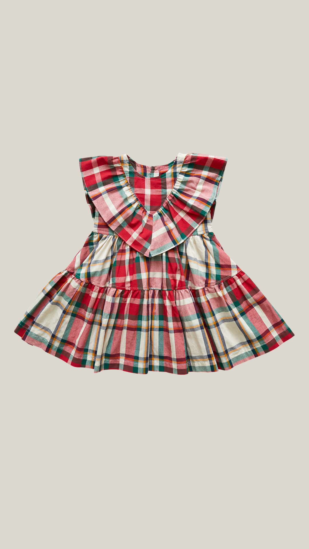 pink chicken girls raphaela dress in holiday tartan.