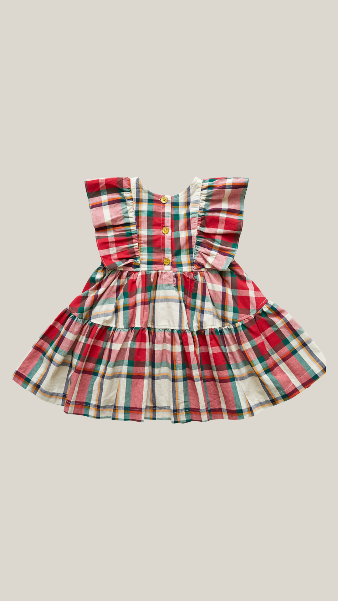 pink chicken girls raphaela dress in holiday tartan.