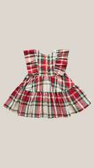 pink chicken girls raphaela dress in holiday tartan.