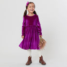 Pink Chicken- Girls Velour Steph Dress in Berry - Shoppe Details and Design.