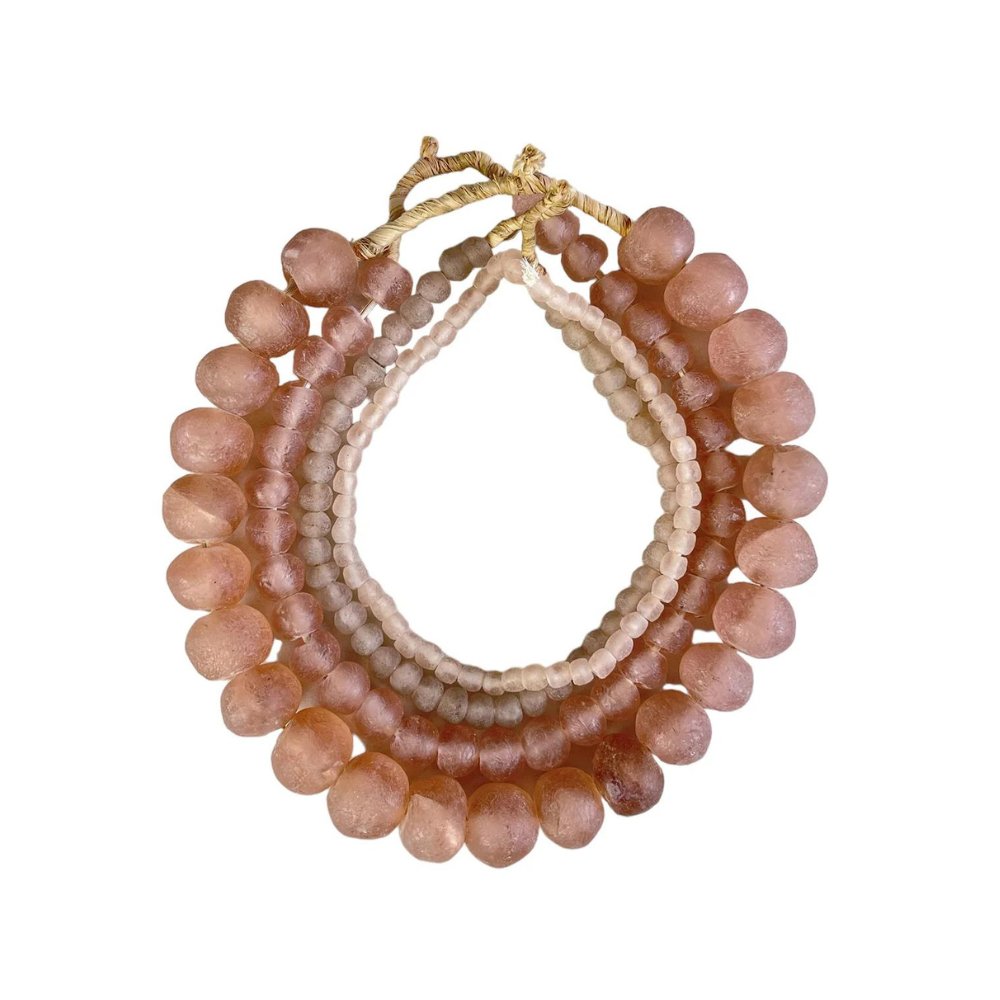 Large Pink Glass Beads - Handcrafted Recycled Beads from Ghana