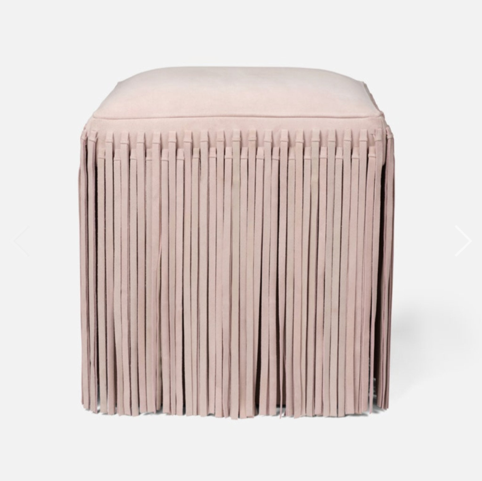 Modern Plum Suede Hallie Stool with fringe for living room