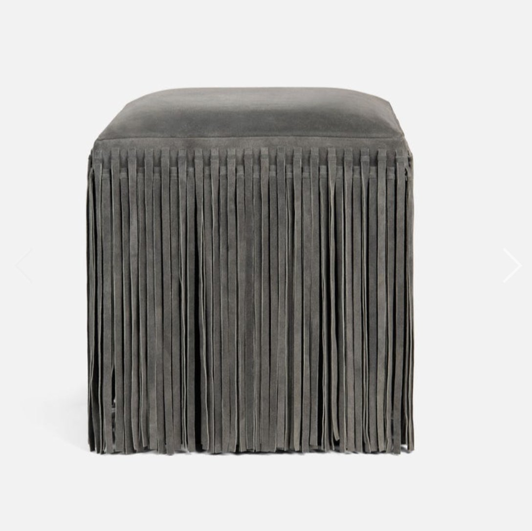 Plum Suede Hallie Stool with Chic Fringe - Details and Design - Stools - Made Goods