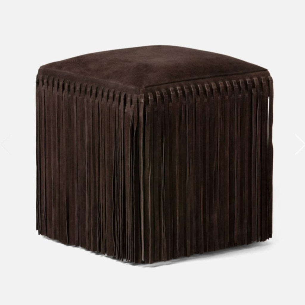 Plum Suede Hallie Stool with Chic Fringe - Details and Design - Stools - Made Goods