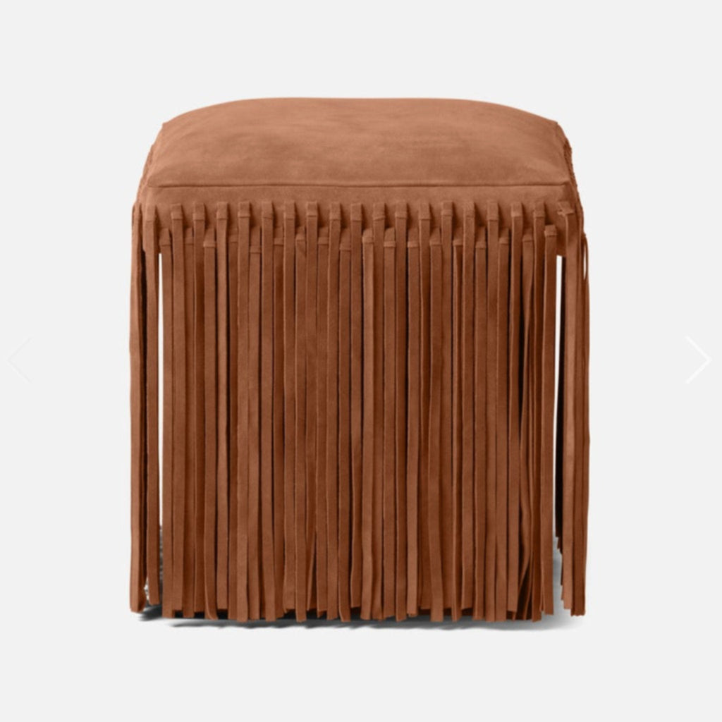 Stylish Plum Suede Hallie Stool - chic fringe design