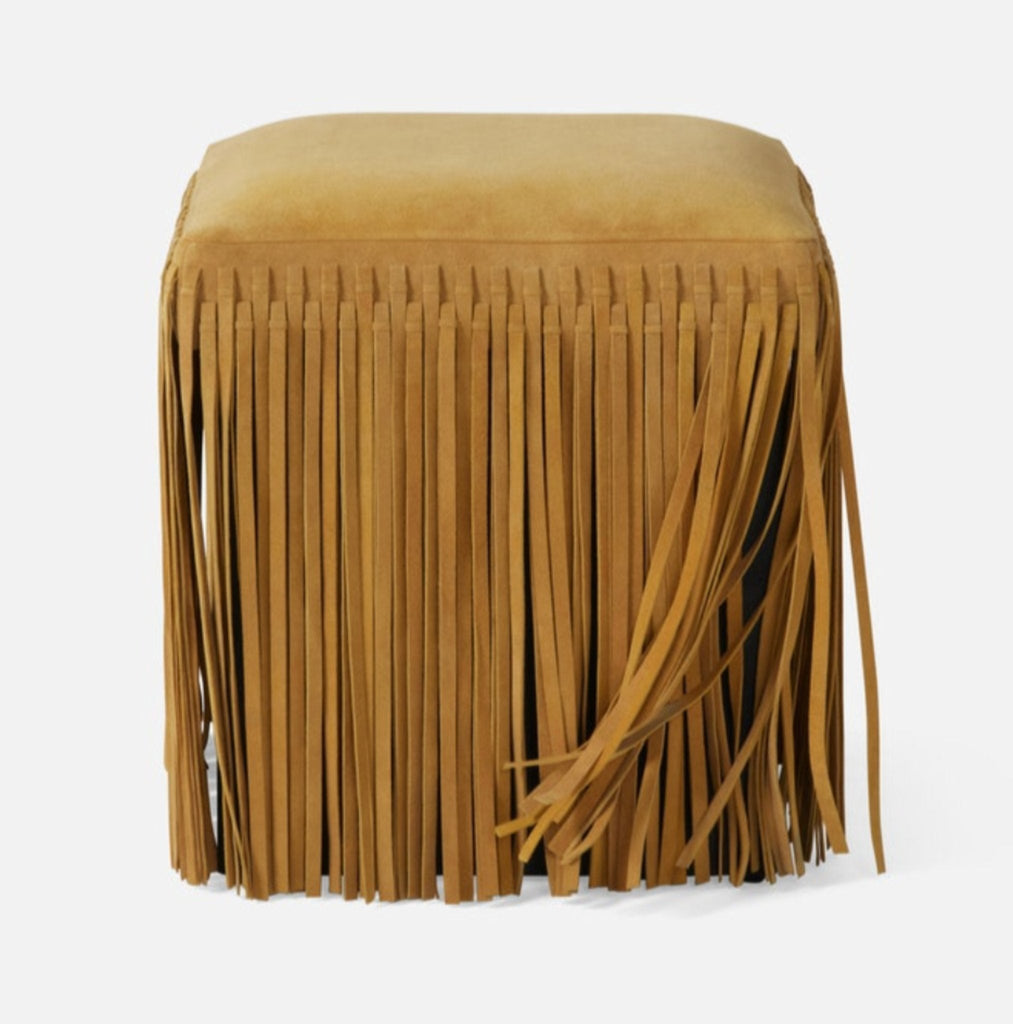 Plum Suede Hallie Stool with Chic Fringe - Details and Design - Stools - Made Goods