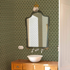 poppy pattern wallpaper emerald green.