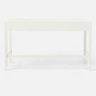 Handcrafted Pristine White Essery Desk in Textured Faux Raffia