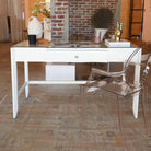 Pristine White Essery Desk in Textured Faux Raffia - Elegant Design - Details and Design - Desks - Made Goods