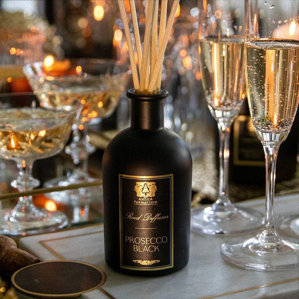 Apothecary-inspired Prosecco Black Diffuser Bottle