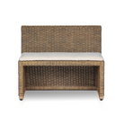 chair and a half with natural woven brown rattan frame and flax/linen cushion in Broadway Dune, 38.5 inches wide.