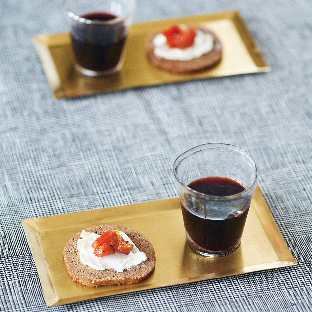 rectangular brass plate tray.