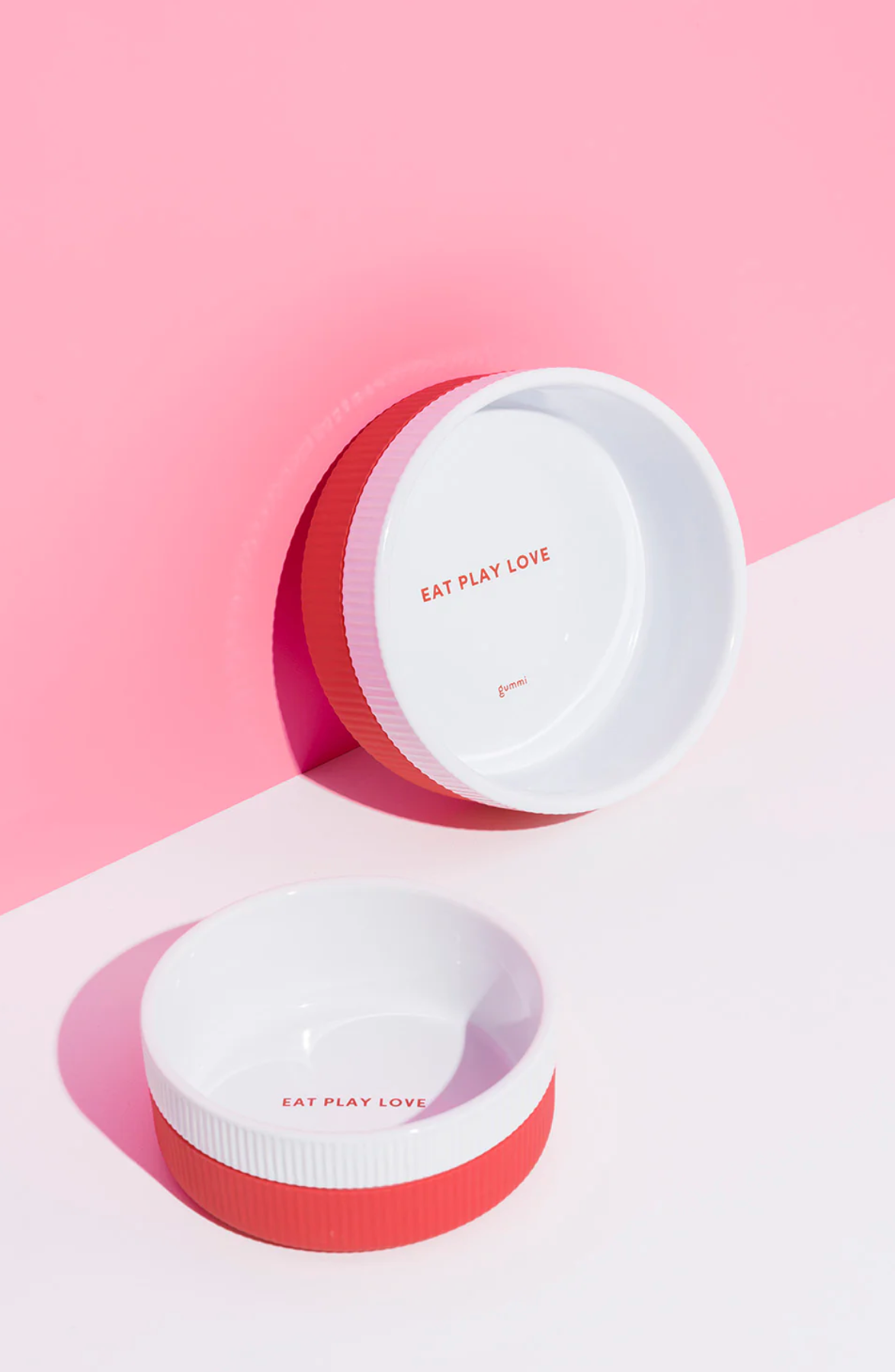 red medium ceramic dog bowl | gummi pets.