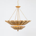 Textured Gold Leaf Metal Sarea Chandelier Pendant – Elegant lighting fixture