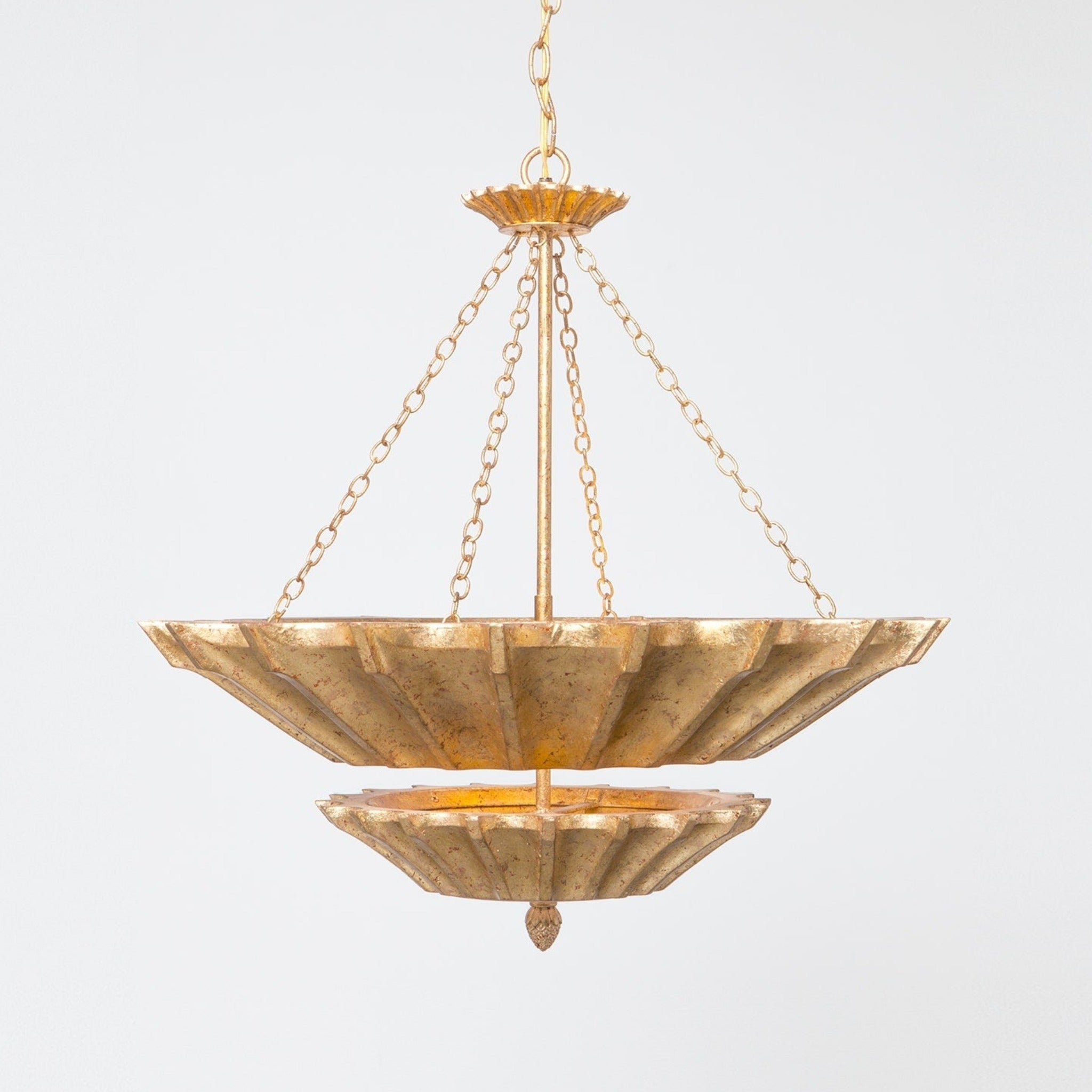 Textured Gold Leaf Metal Sarea Chandelier Pendant – Elegant lighting fixture