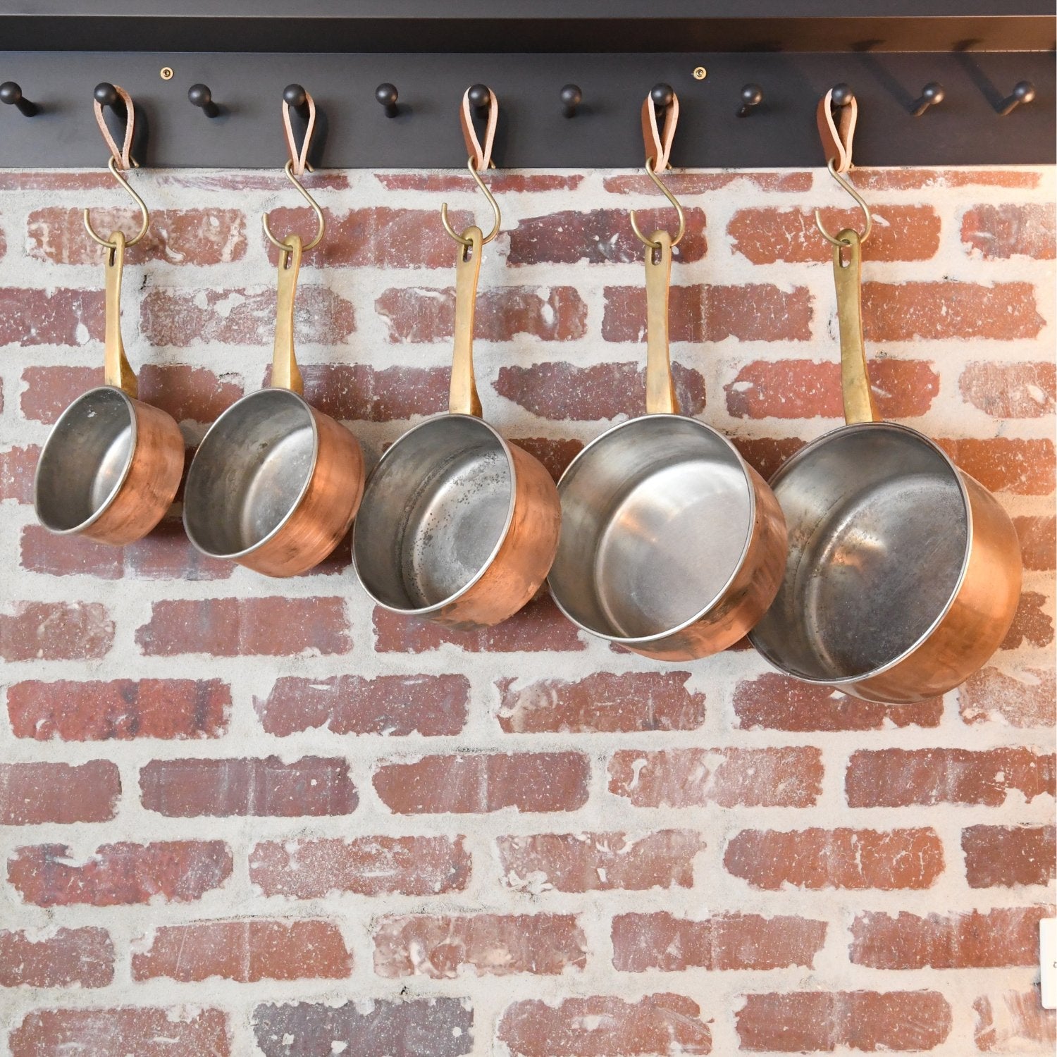 Set of 5 Antique Copper Cooking Pots for gourmet meals