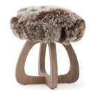 Verellen Shearling and Walnut Swivel Dining Stool.