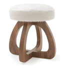 Verellen Shearling and Walnut Swivel Dining Stool.