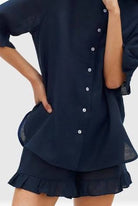 Sleeper Linen Lounge Suit in Navy Blue - Shoppe Details and Design