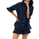 Sleeper Linen Lounge Suit in Navy Blue - Shoppe Details and Design.