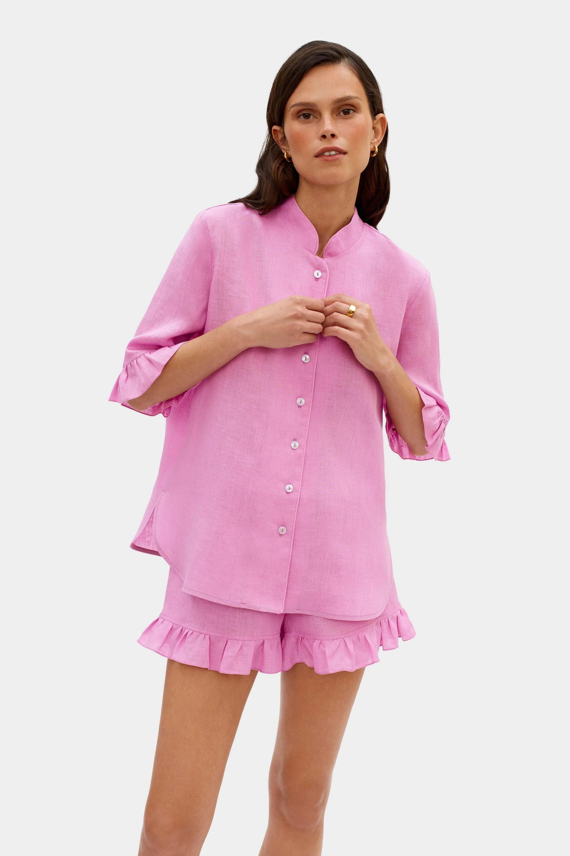 Sleeper Linen Lounge Suit in Pink - Shoppe Details and Design