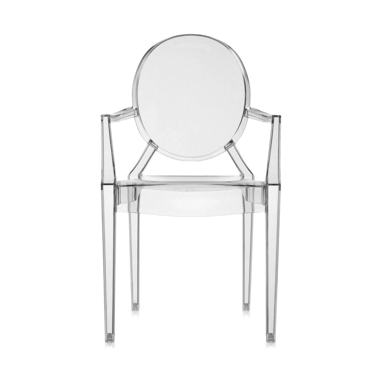 Set of 2 Smoke Grey Louis Ghost Chairs with Arms by Philippe Starck - Modern Elegance