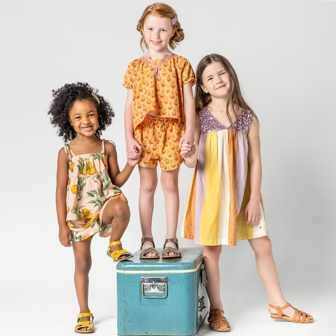 Girls Theodore Short in Orange Dahlia | Versatile Spring Staple | Pink Chicken - Shoppe Details and Design