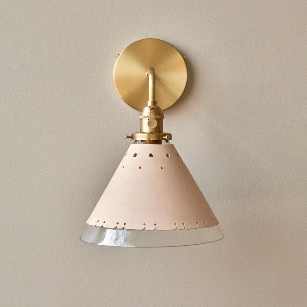 "Stylish Leather and Brass Stella Sconce for contemporary interiors"