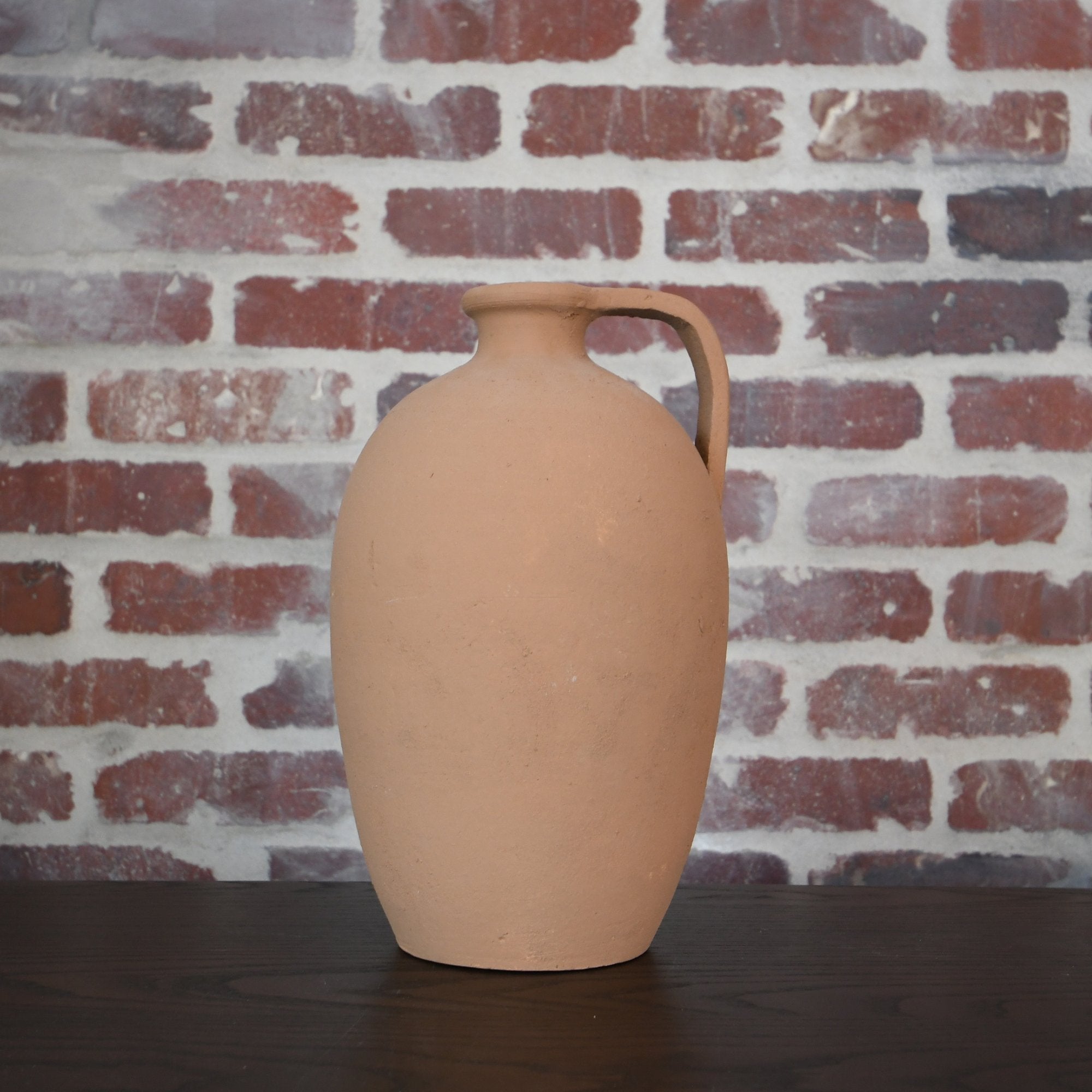 Terracotta Textured Jug Vase - Handcrafted Rustic Decor Accent