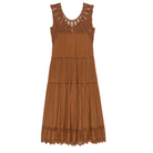 the great cotton crochet soleil dress in auburn orange. 