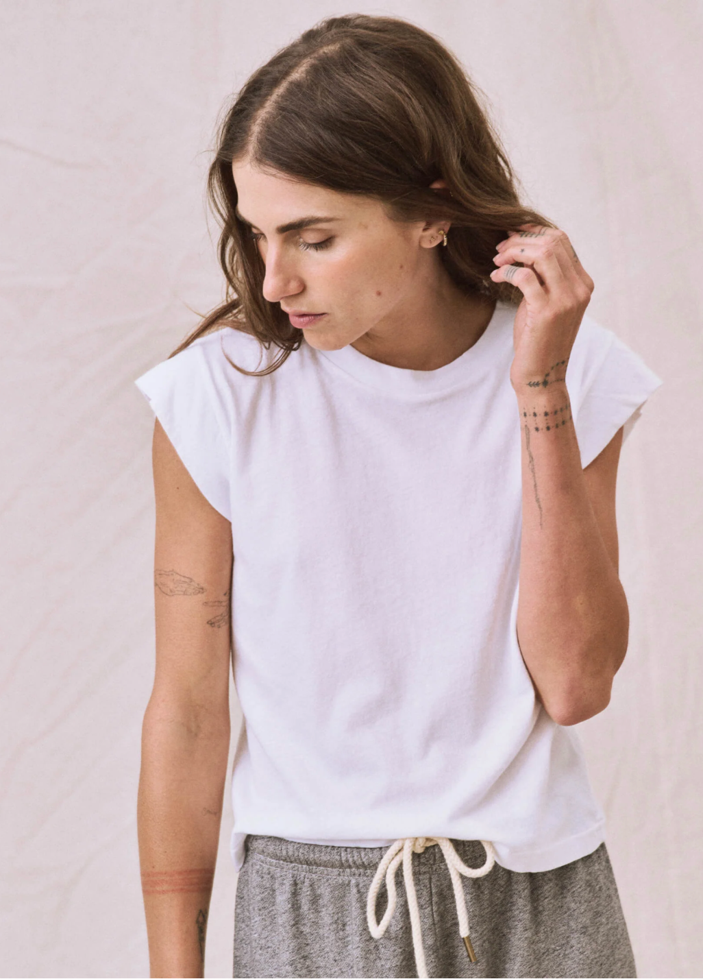 The Great Peak Shoulder Tee in True White - Shoppe Details and Design.