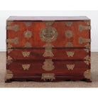 Antique Asian Liza Chest with intricate carvings and aged patina