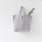 thin - black - stripe- linen - tote -bag - casual- everyday