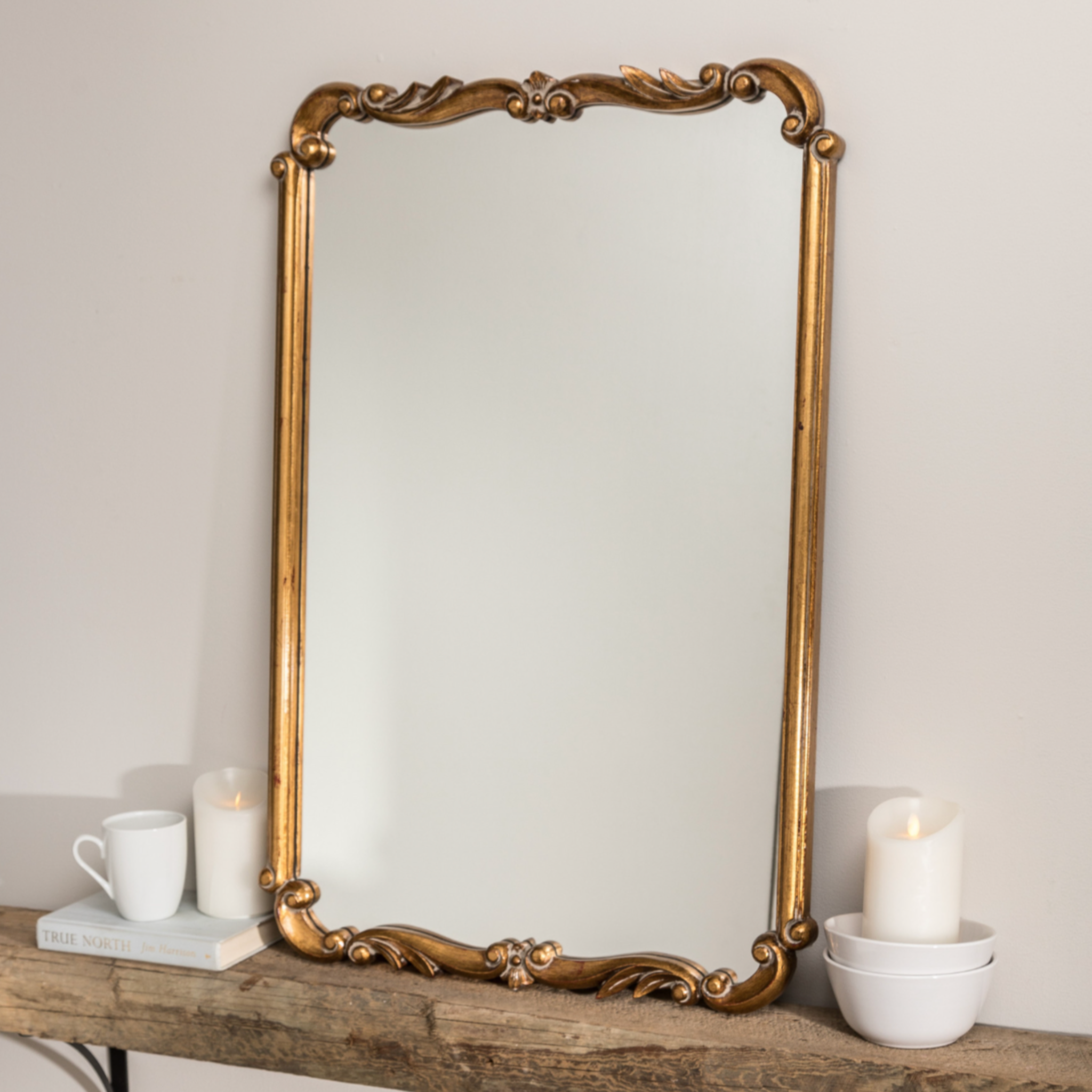 toulouse antique gold traditional rectangular mirror.