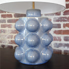 Elegant Vedra Medium Table Lamp in polar blue crackle finish