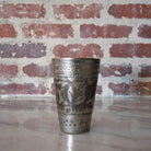 vintage etched brass cup set of 6 with floral detailing.