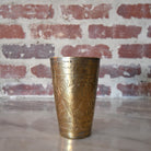 vintage etched brass cup set of 6 with floral detailing.