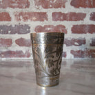 vintage etched brass cup set of 6 with floral detailing.