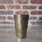 vintage etched brass cup set of 6 with floral detailing.