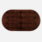 burnt umber walnut oval dining table with extension.