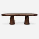 burnt umber walnut oval dining table with extension.