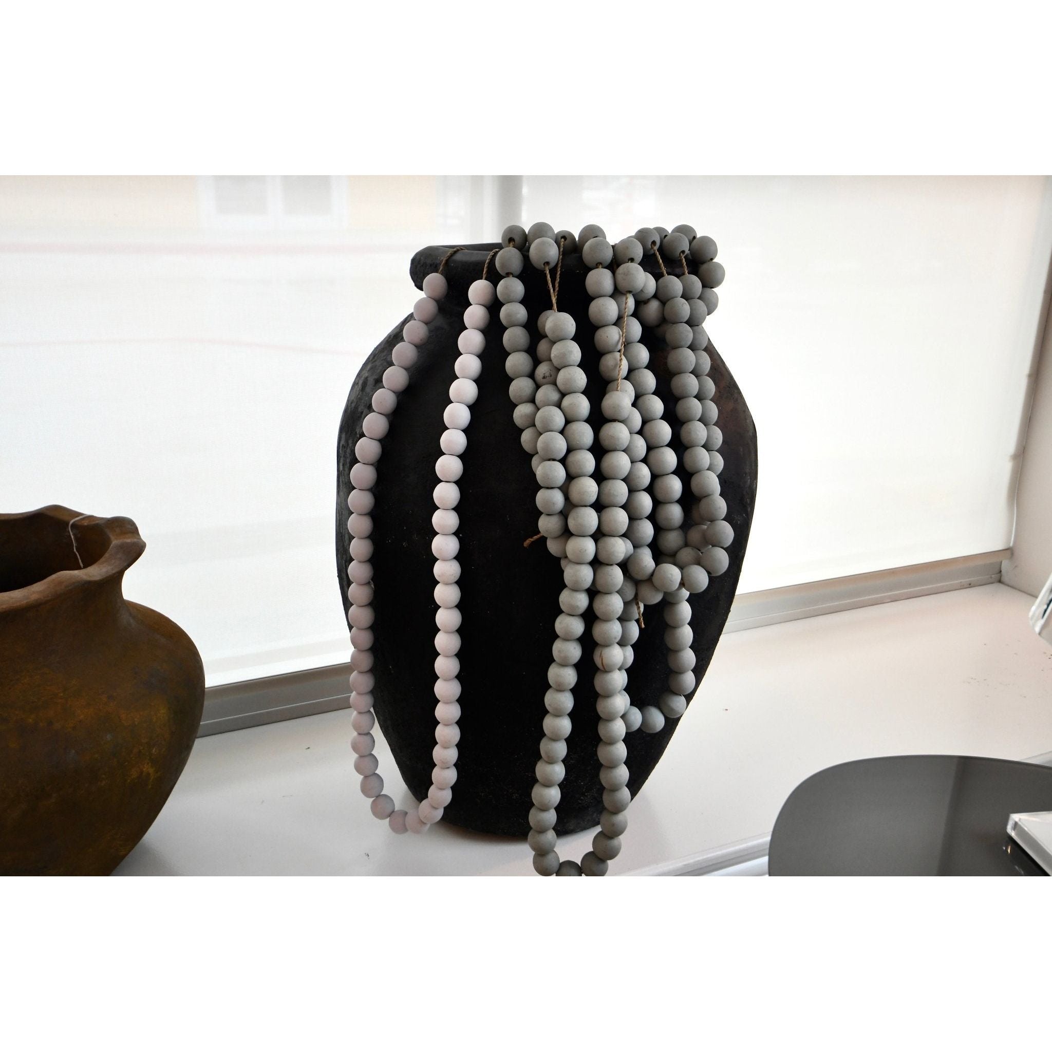 Extra Large Grey Wooden Beads - Modern Home Decor Element