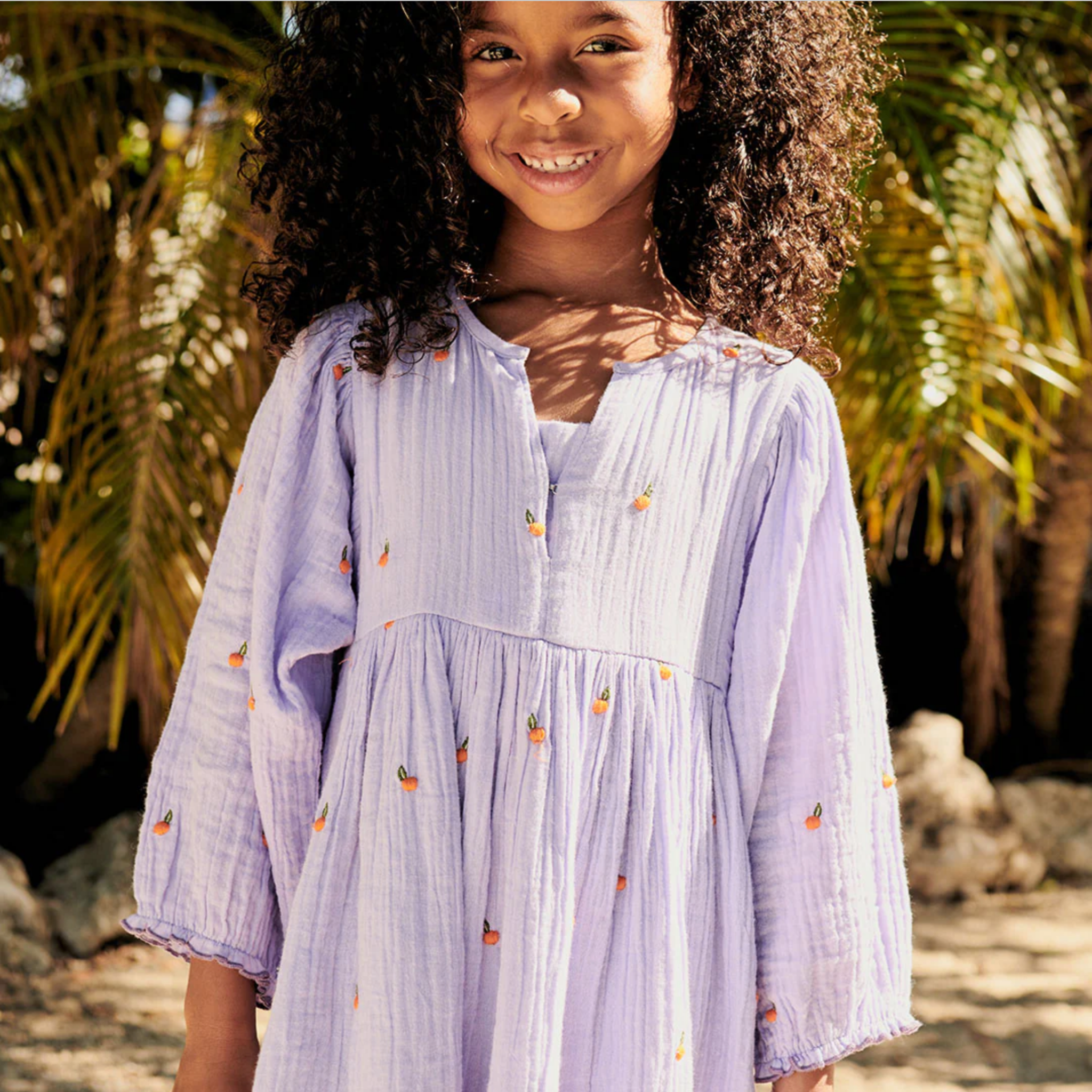 Pink Chicken - Girls Ava Bella Dress in Lavender Oranges - Shoppe Details and Design