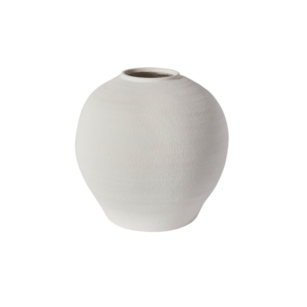 Accent Decor White Cement Round Konos Vase, Large