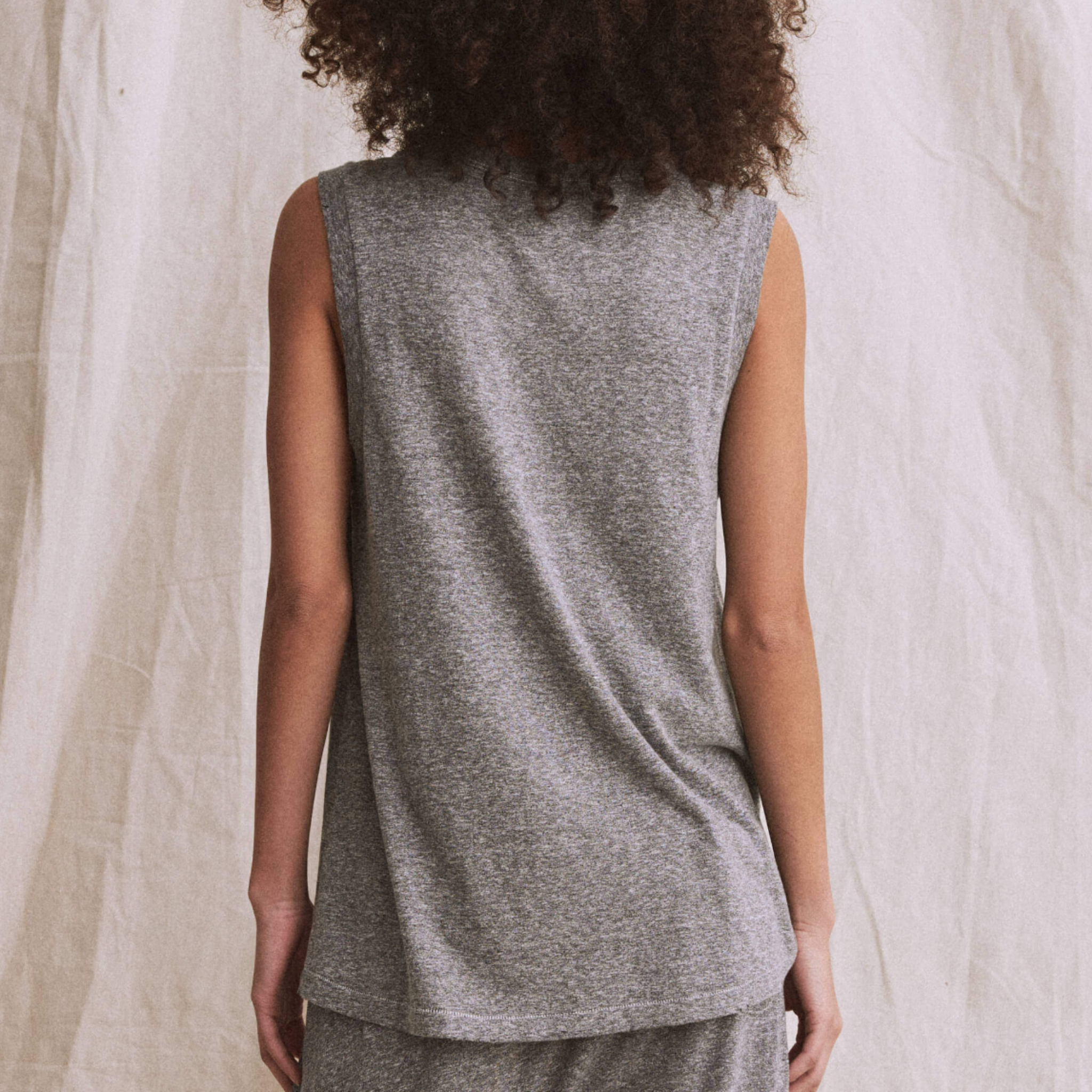 The Great Sleeveless Crew Top in Heather Grey - Shoppe Details and Design