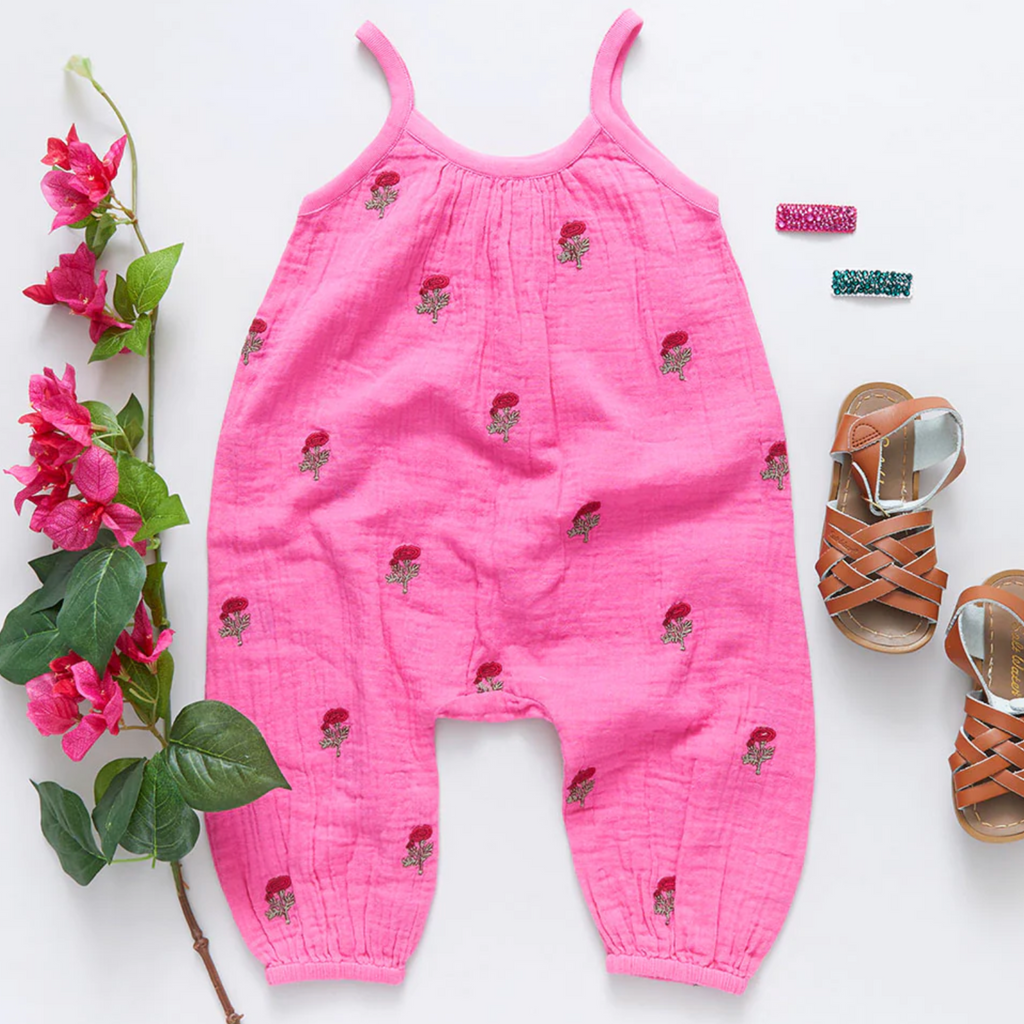 Pink Chicken - Girls Kelby Jumper in Hot Pink Flowers - Shoppe Details and Design